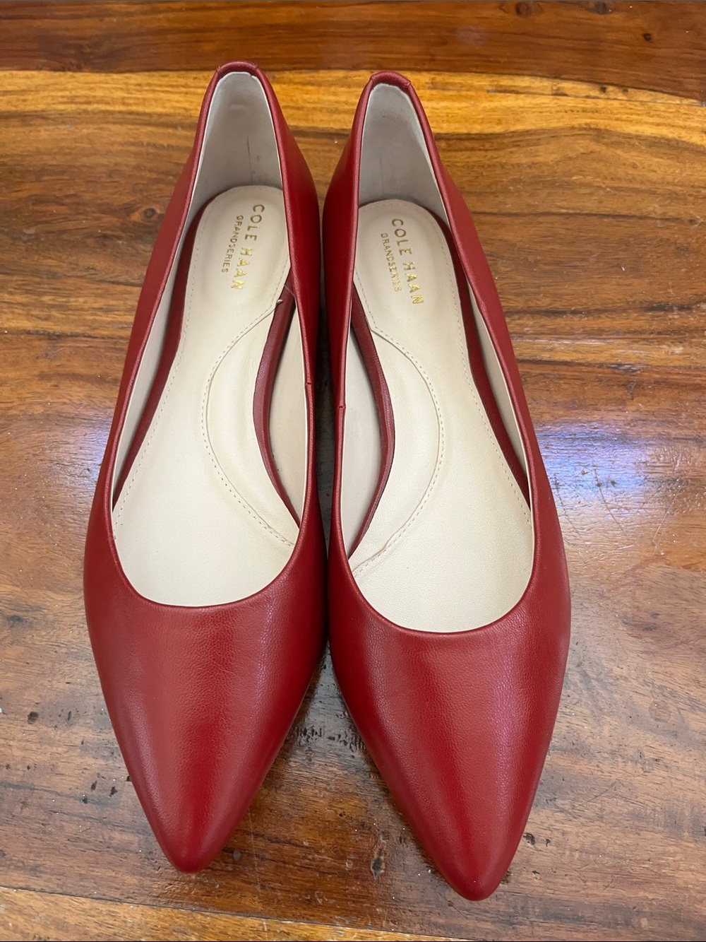 Cole Haan Red Pointed-Toe Leather Flats